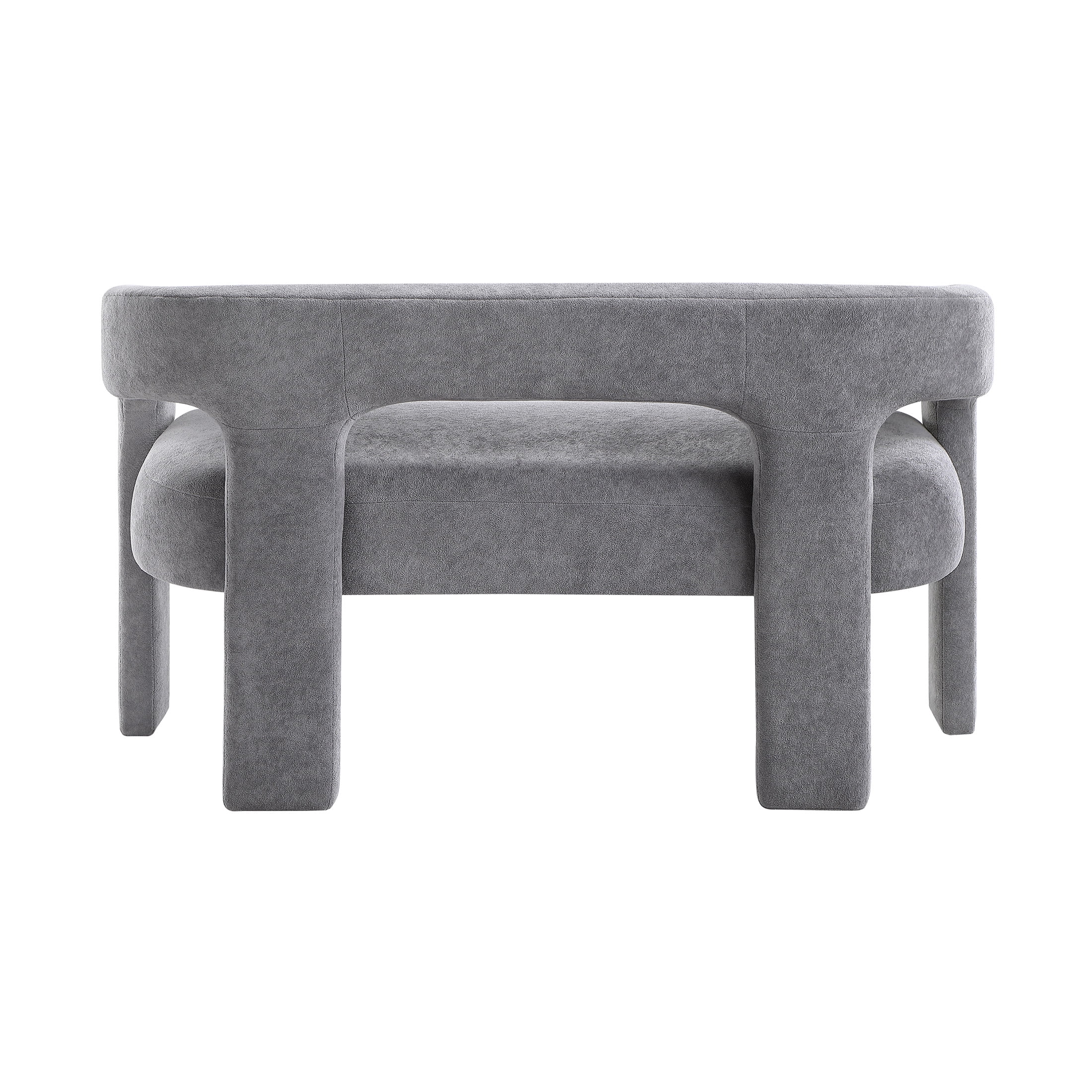 OakvillePark Kora Rectangle Boucle Upholstered Bench with Arms, Dark Gray