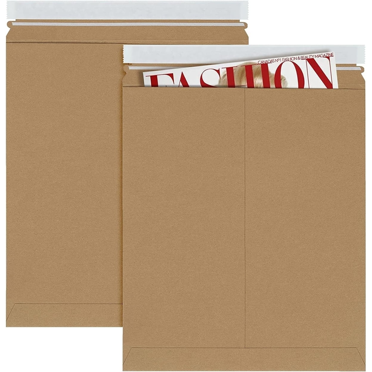 10 Pack Natural Brown Paperboard Rigid Mailers 12.75" x 15" SelfSeal