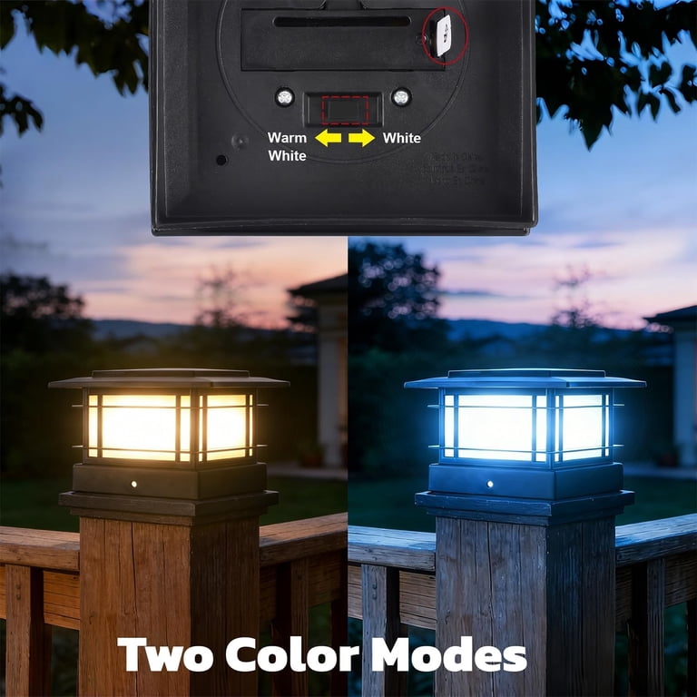 4-Pack Solar Flame Post Lights – Flickering SMD LED Fence Post Cap Lights, Dusk-to-Dawn, IP65 Waterproof, Fits 4x4 To 6x6 Wood/Vinyl Posts, For Garden Deck Patio