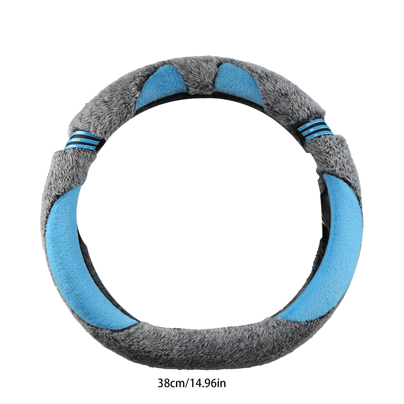 Kbndieu Car Steering Wheel Cover Women Man, Fluffy Plush for Winter Warm, Fuzzy Steering Wheel Protector, Universal 14-15 Inch, Soft & Non-Slip, Lovely Decor Winter Car Accessories (Blue)
