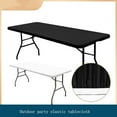 thumbnail image 5 of Taotanxi Rectangle Table Cloth Cover, Waterproof Polyester Elastic Fitted Tablecloth, Fits for 6 Foot Folding Tables, Washable Table Protector for Picnic, Camping, Outdoor (White, 30" x 72"), 5 of 7