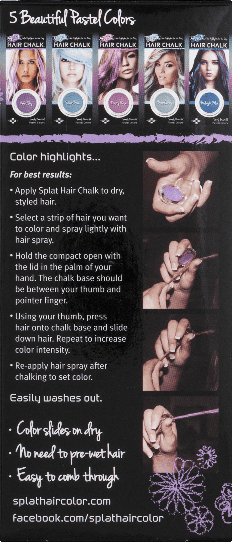 Splat Violet Sky Hair Chalk, Temporary Purple Hair Color Highlights