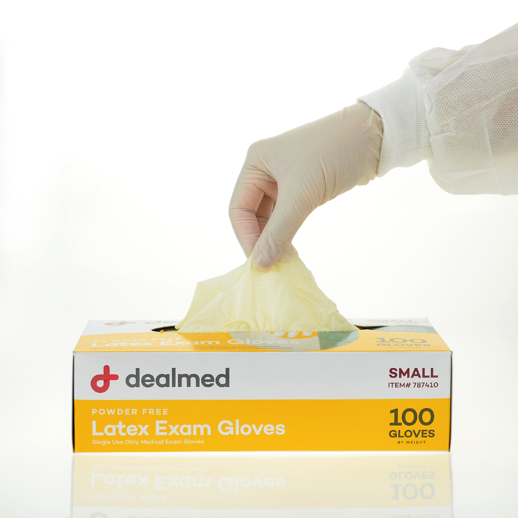 Dealmed Latex Exam Gloves, NonSterile, Professional Grade, Small, 100