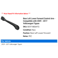 thumbnail image 2 of Rear Left Lower Forward Control Arm - Compatible with 2009 - 2017 Volkswagen Tiguan 2010 2011 2012 2013 2014 2015 2016, 2 of 2