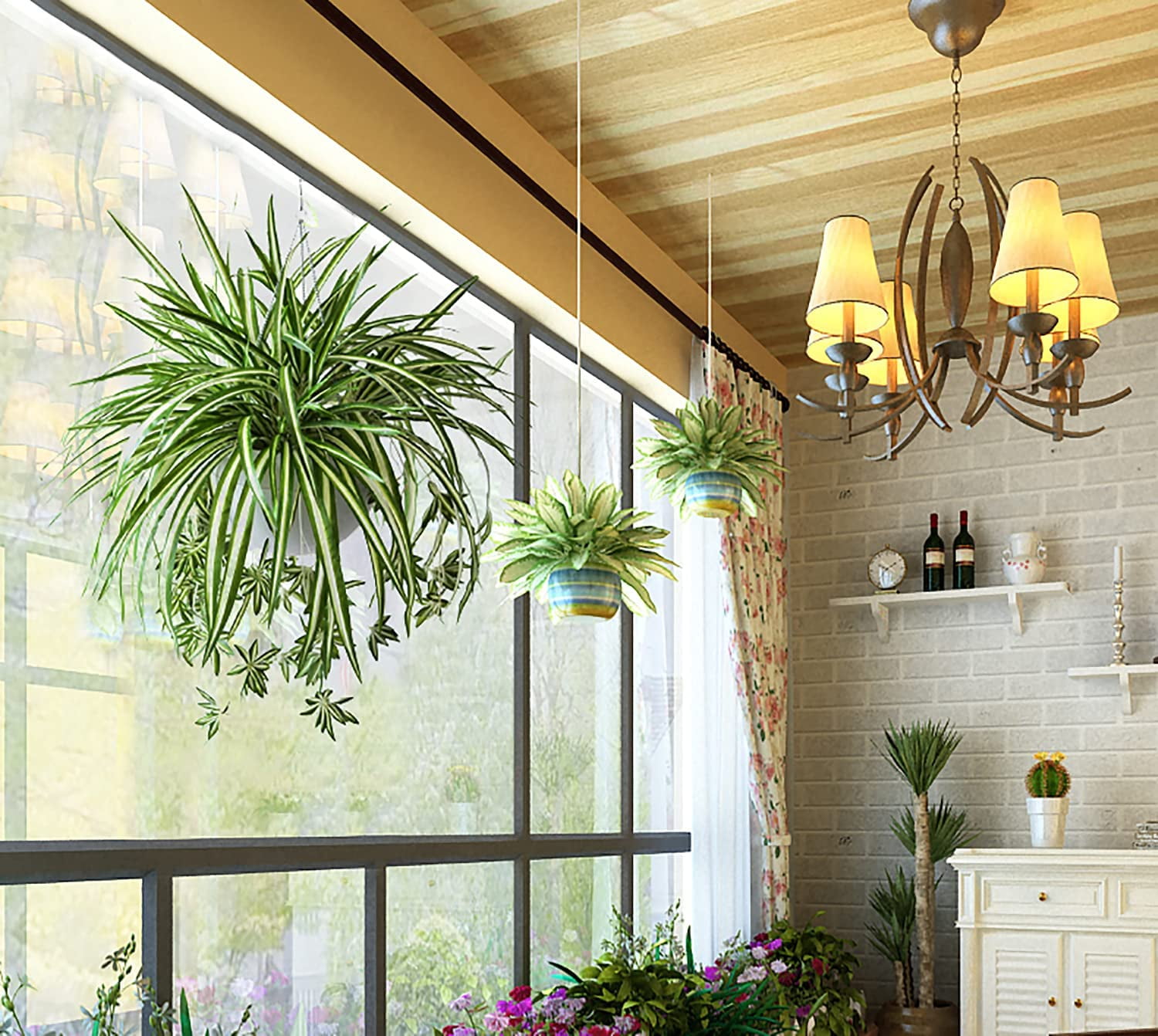 Viworld 8PCS Artificial Hanging Plants Fake Spider Silk Plants Chlorophytum Wall Hanging Plants Artificial Chlorophytum Silk Flowers for Indoor Outdoor Wall Decor