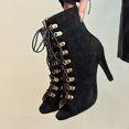 thumbnail image 6 of hopeusnice Women's Lace Up Peep Toe Ankle Boots High Heel Hollow Out Open Toe Sandals Stilettos Heel Fashionable Party Shoes Comfortable Dressy Footwear Black 35, 6 of 9