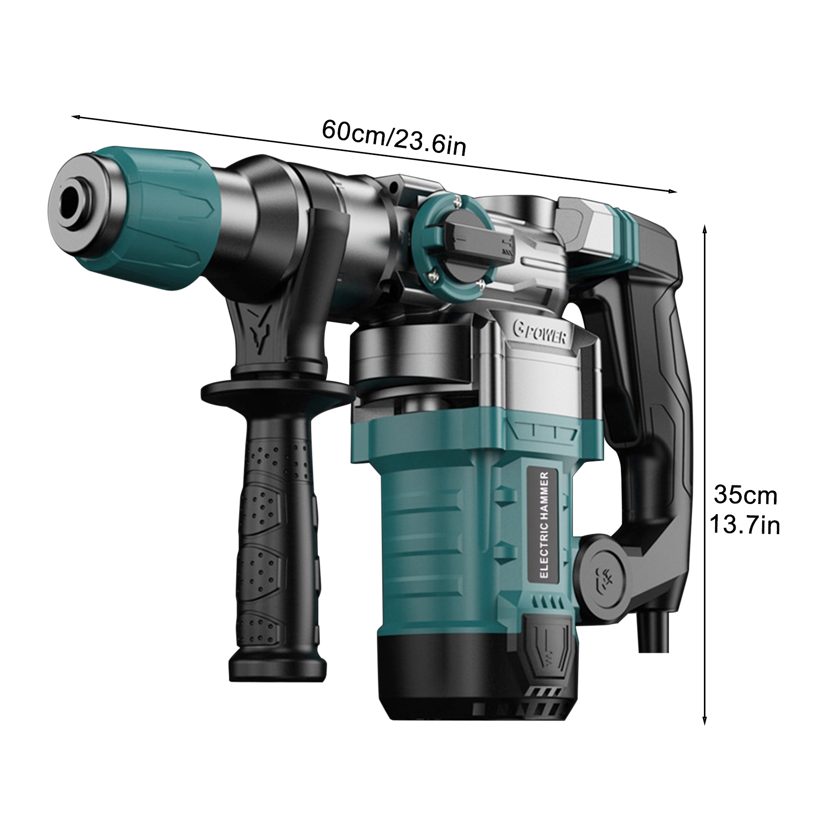 3 in 1 Hammer Drill, 1-1/4 Inch 13 Amp Heavy Duty Rotary Hammer Drill with Safety Clutch, 4 Functions and Variable Speed, Including Chisels and Drill Bits-US Plug