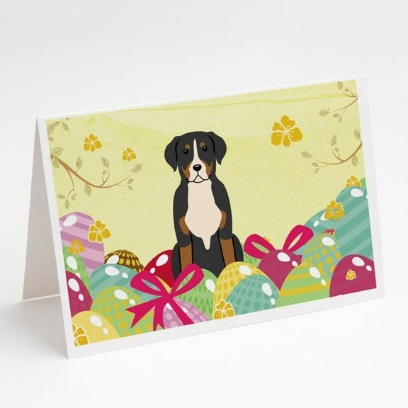 Easter Eggs Greater Swiss Mountain Dog Greeting Cards and Envelopes Pack of 8