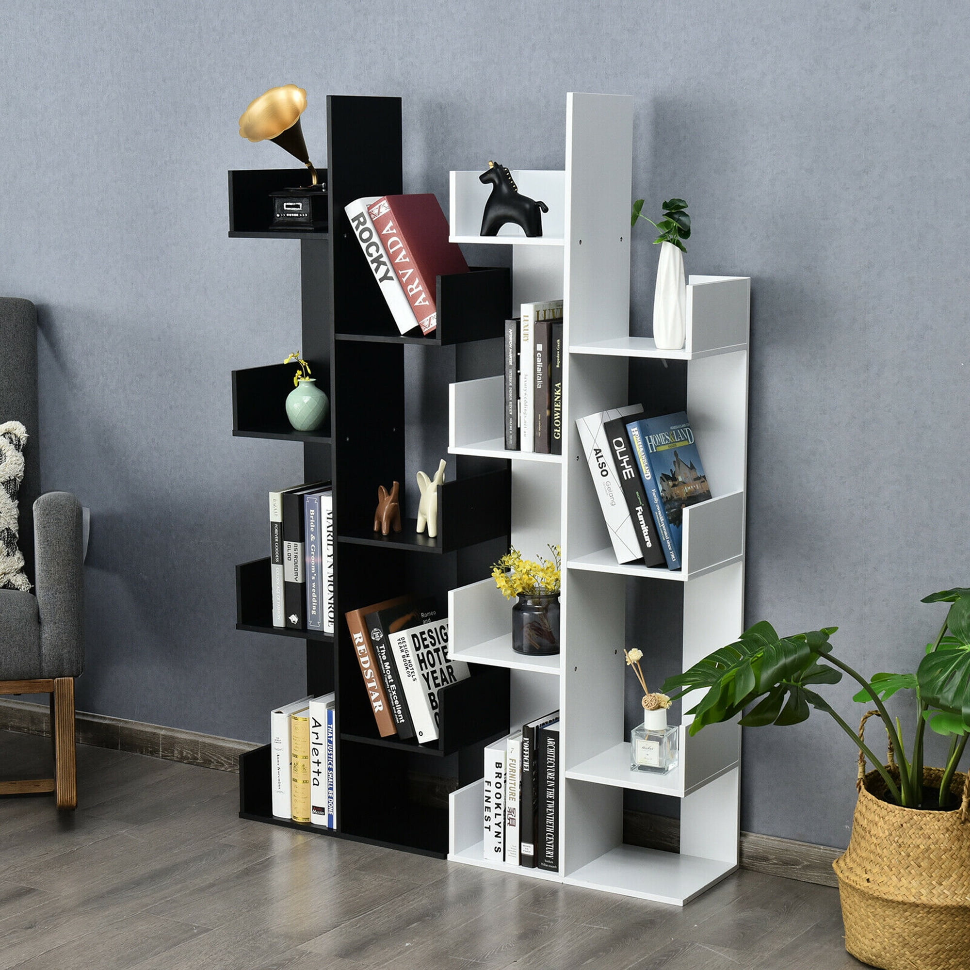 Gymax 8 Shelf Bookcase, White