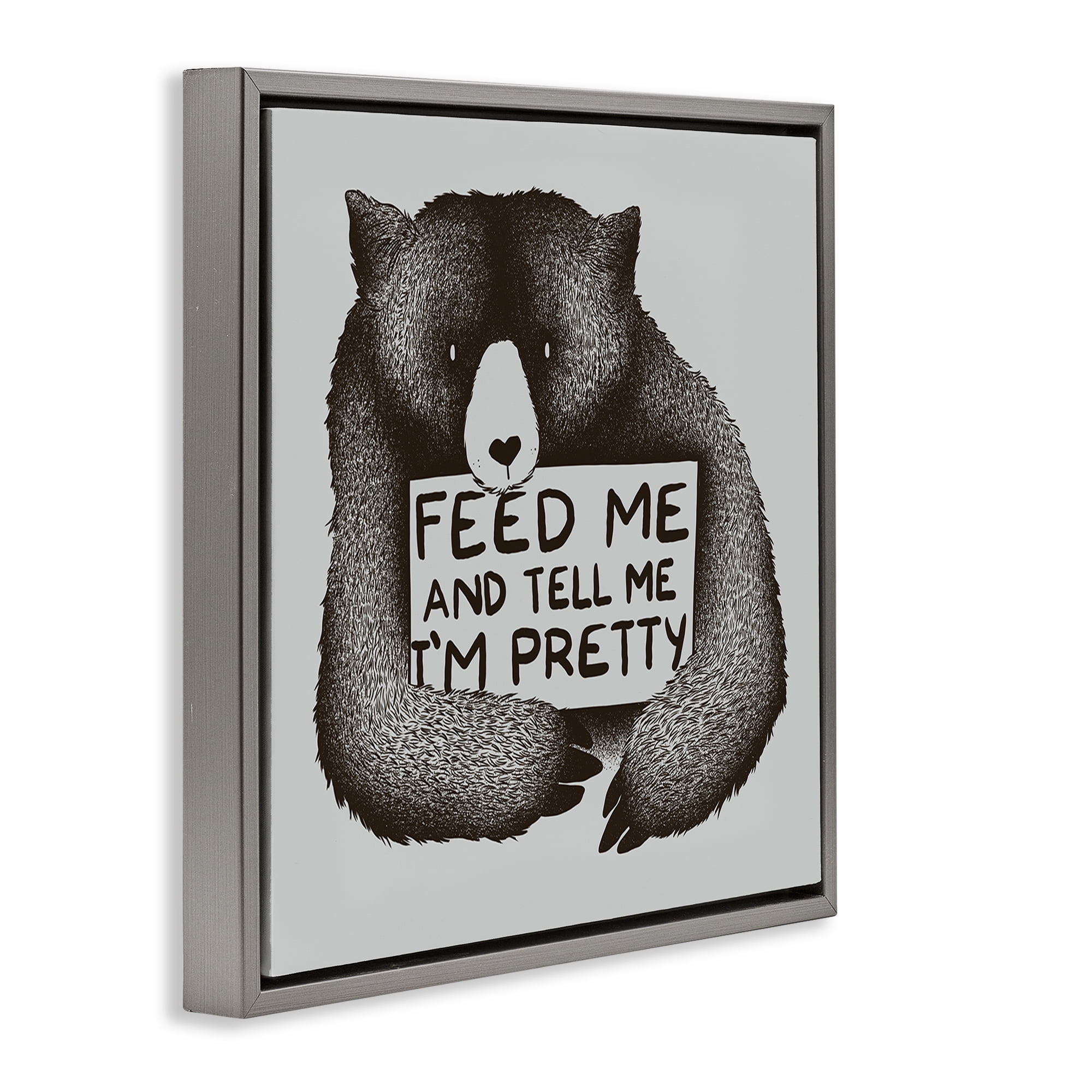 Stupell Industries Feed & Tell Me I'm Pretty Gray Framed Floater Canvas Wall Art, design by Tobe Fonseca
