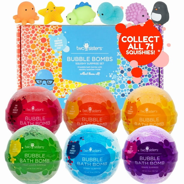 Two Sisters Spa Bubble Bath Bombs for Kids with Surprise Squishy Toys