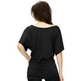 thumbnail image 5 of Made by Johnny Women's Boat Neck Short Sleeve Dolman Drape Top XXL BLACK, 5 of 6