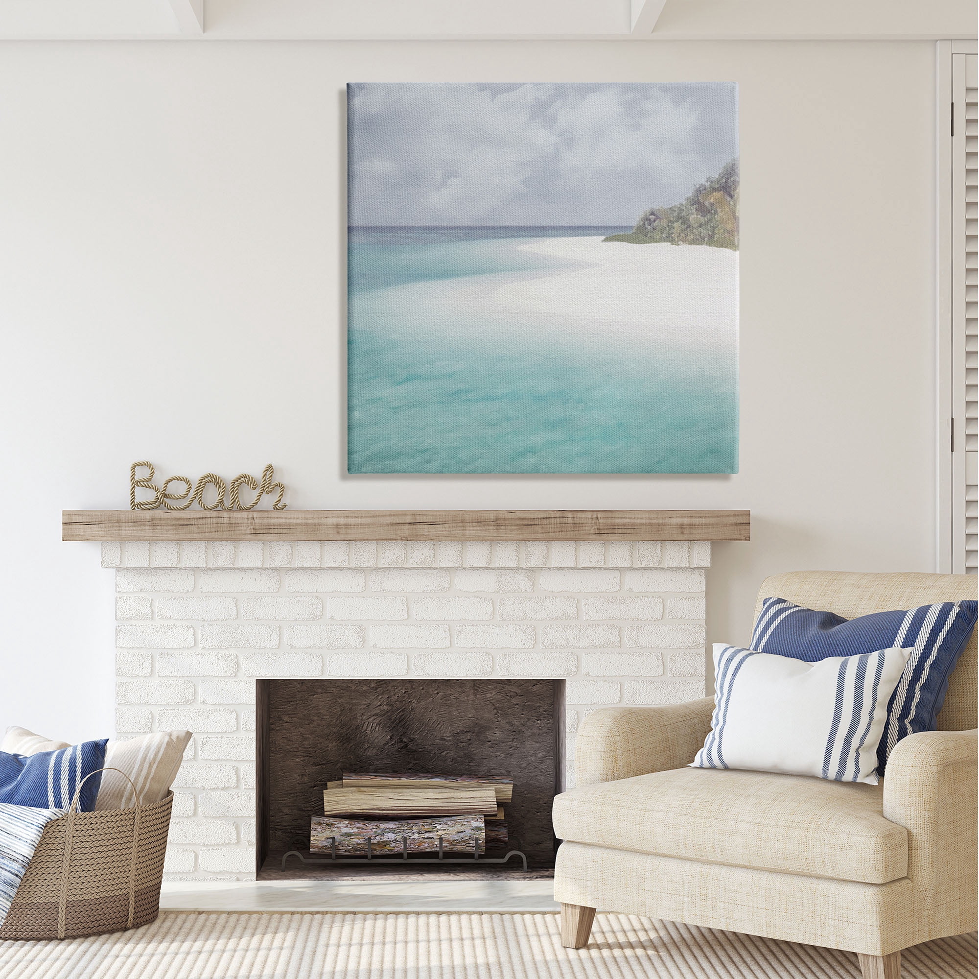 Stupell Industries Lagoon Shore Watercolor Nature Painting Gallery Wrapped Canvas Print Wall Art, 36 x 36