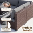thumbnail image 5 of Lofka 7-Piece Patio Furniture Set, Outdoor Sectional Sofa with PE Wicker Rattan, Gray Cushions & Glass Coffee Table, All-Weather Patio Conversation Set for Backyard Deck Poolside, 5 of 16