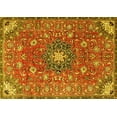 thumbnail image 1 of Ahgly Company Machine Washable Indoor Rectangle Medallion Yellow Traditional Area Rugs, 4' x 6', 1 of 4