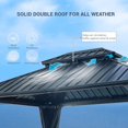 thumbnail image 3 of 12x12ft Gazebo Double Roof Canopy with Netting and Curtains, Outdoor Gazebo 2-Tier Hardtop Galvanized Iron Aluminum Frame Garden Tent for Patio, Backyard, Deck and Lawns, 3 of 5
