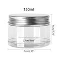 thumbnail image 2 of 5Pcs Empty Clear PET Bottles with Screw Aluminum Cap 150ml Mini Container Jars Refillable Plastic Box for Essential Oil Powders Cream Ointments Makeup Sample - 70x60mm, 2 of 7