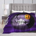 UltraSoft Micro Fleece Blanket,Happy Halloween Pumpkin Bats Ghost Tree
