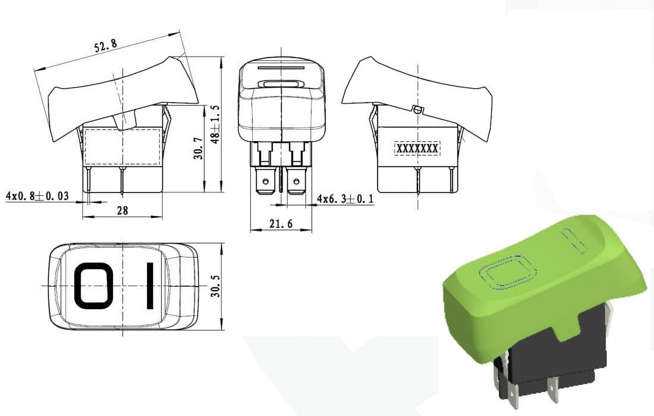 HQRP 2-Pack ON Off Rocker Switch 4-Prong 20A 125V Compatible with KEDU HY12-9-7, UL Listed
