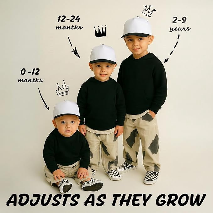 Kids Trucker Hat Baseball Cap - Two Tone Vintage Baby Baseball Cap, Infant Baseball Hat, Toddler Snapback Hat - Black/White (X-Small - 0-12 Months)