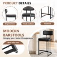 thumbnail image 3 of CRERIYO Counter Height Bar Stools Set of 2, Upholstered Kitchen Island Chairs with Thick Padded Seats, Backrests and Sturdy Metal Frame, Black, 3 of 9