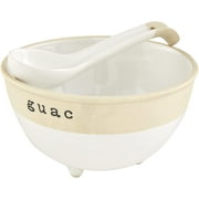 Stoneware Guacamole Set, White, bowl 3 1/2" x 6" dia | spoon 6"
