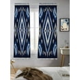 thumbnail image 5 of Boho Navy Blue Grey Curtains 72 Inch Length,Sheer Curtains for Bedroom Living Room Window Ethnic Geometric Vintage Southwestern Rod Pocket Drapes Kitchen Curtains Small Half Window 52"x72" 2 Panels, 5 of 7