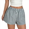 thumbnail image 2 of Pantalones Cortos Tipo Bóxer para Mujer, Pijama de Cuadros de Verano 2025, Pantalones Cortos de Pijama Y2K para Playa. Azul S, 2 of 9