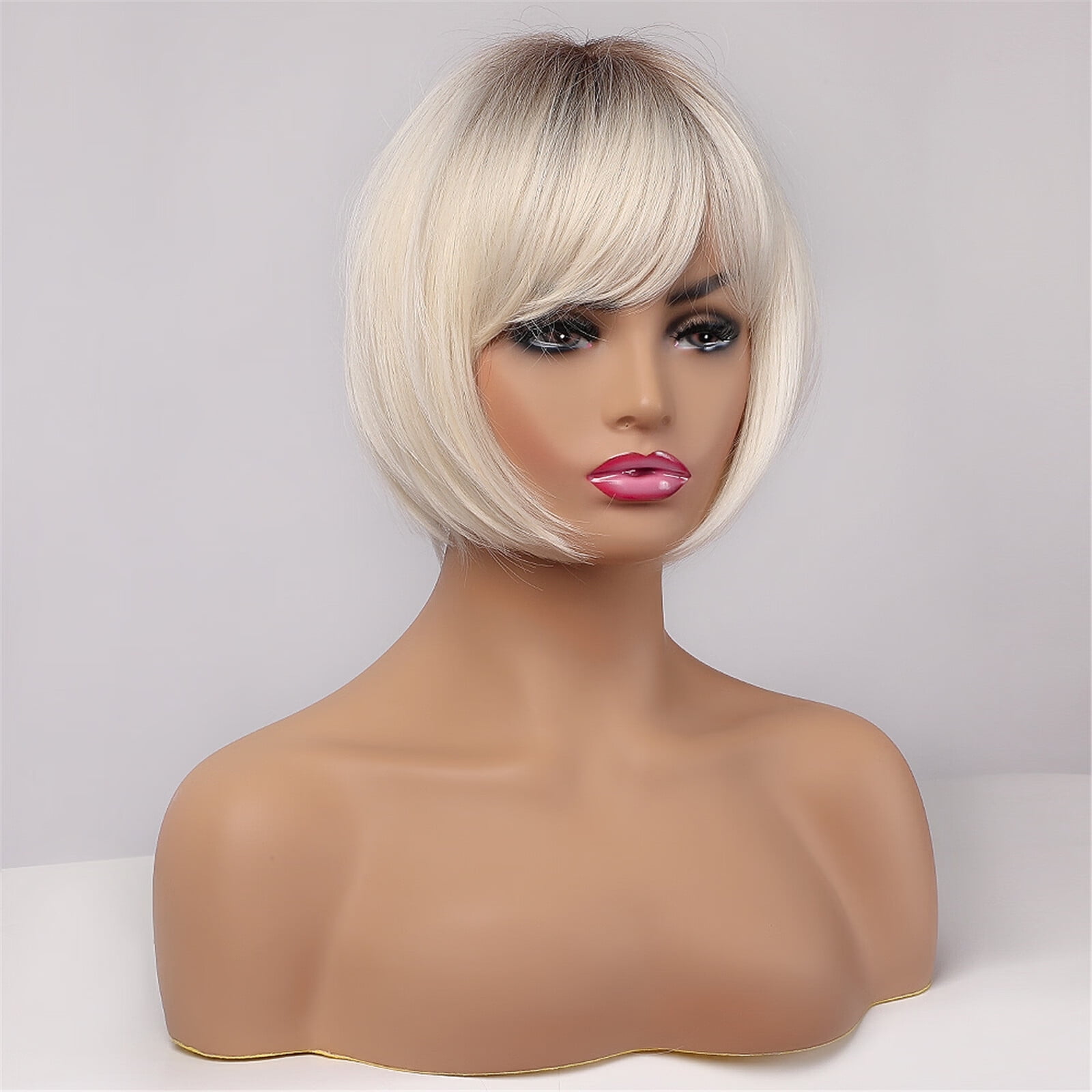 UTOURS Human Hair Wigs For Women Black Color Natural Lace Hair High Temperature Silk Rice White Bob Head Rose Net Wig