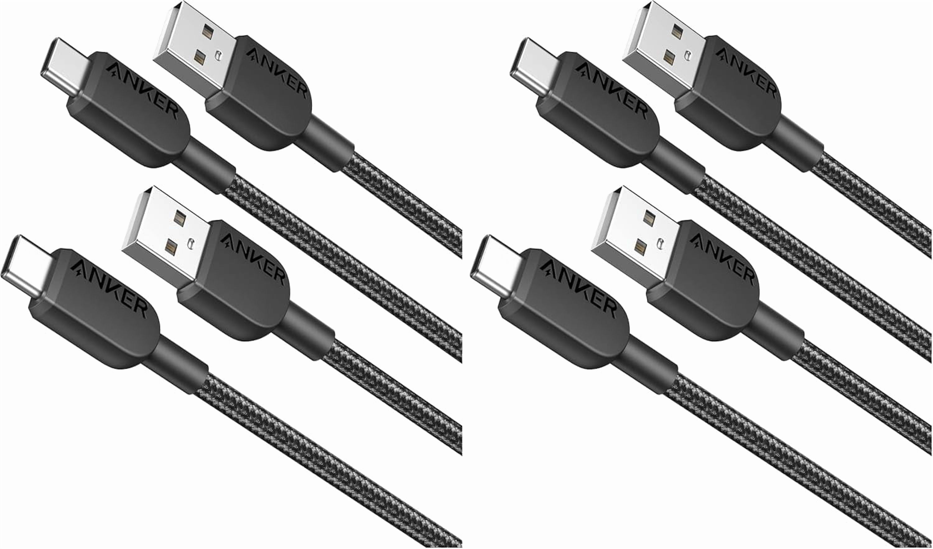 RGHJAR-Anker USB A to USB C Cable, Charger Cord (4 Pack, 3FT), for iPhone 17 Series,Samsung Galaxy Note 10/S10+ S10, LG V30 (Black)