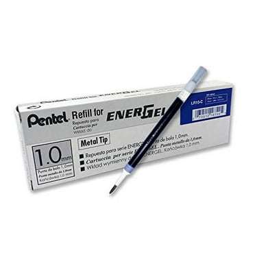 Pentel Refill Ink for BL60 EnerGel Liquid Gel Pen, 1.0mm, Metal Tip, Blue Ink, Box of 12 (LR10-C-12)