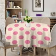 thumbnail image 3 of Tablecloth Pink Polka Dots on Beige Table Cover 70inch Round Washable Table Cloth for Kitchen Dinning Party Tabletop Modern Decoration, 3 of 7