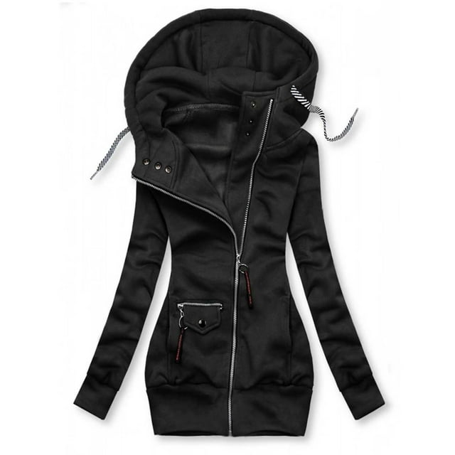 TopLLC Manteaux d'Hiver pour Femmes Manteau Mode Ajusté à Capuche à Cordon, Uni, à Coutures, Veste Manteau d'Extérieur Cardigan pour Femmes