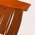 thumbnail image 4 of ZEHJUHAN Women's Western Solid Color Off The Shoulder Long Sleeve Blouse with Fringe Boho Tight Fit Shirt for Spring Orange，XL, 4 of 5