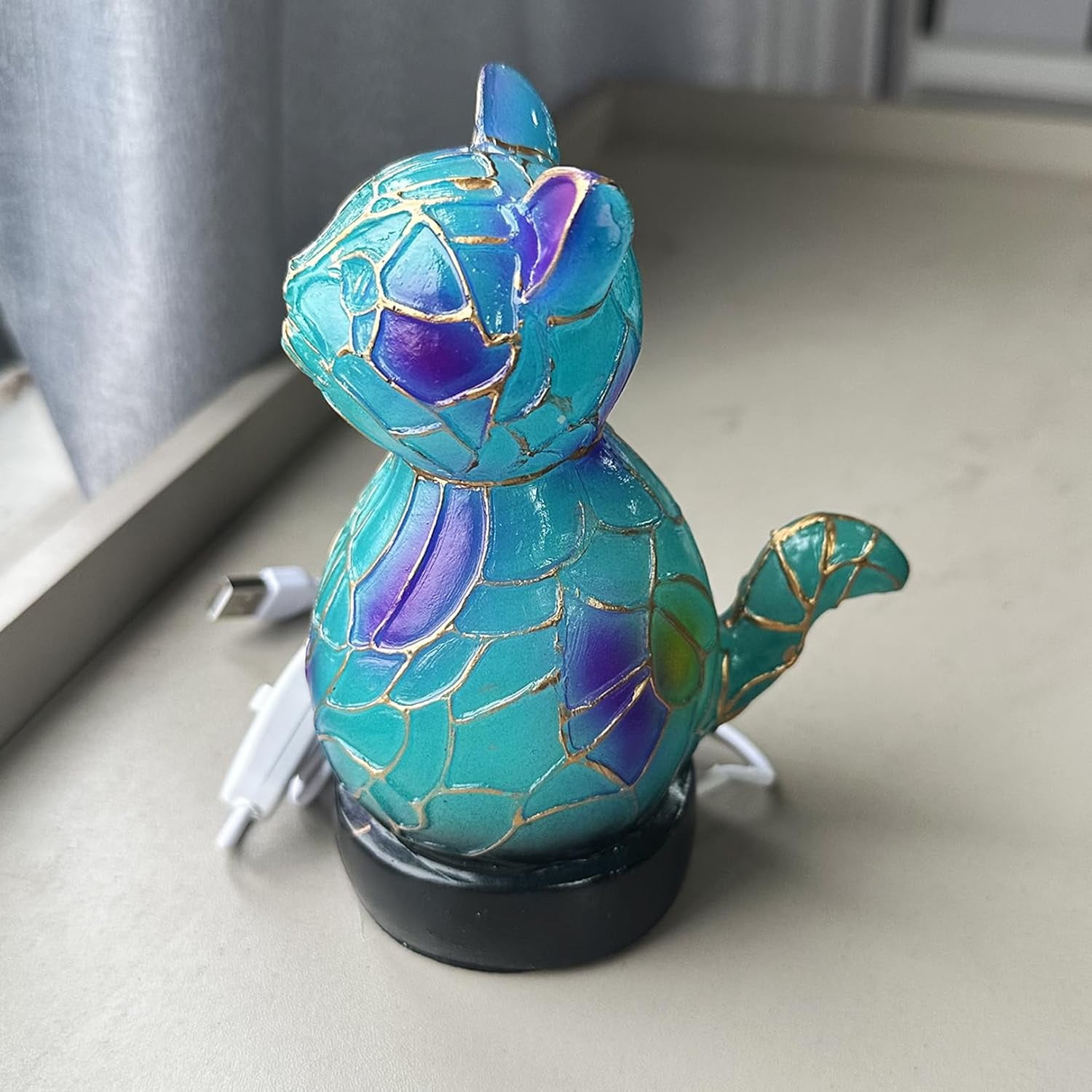 3D Animal Table Lamp, Retro Stained Animal Night Light Lamp for Living Room, Bedroom, Home Office