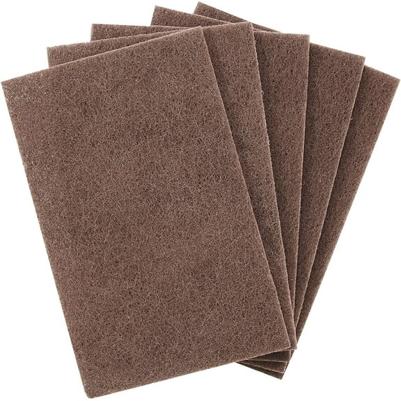 Mop Mob 6x9" XL Brown Non-Scratch Nylon Scrub & Scour Pads, 5 Pack