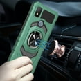 thumbnail image 4 of TJS for Cricket Icon 4 Phone Case, with Tempered Glass Screen Protector, [Military Grade] Robotic Magnetic Support Car Mount Metal Ring Holder Kickstand Cover (Green), 4 of 7