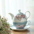 thumbnail image 4 of Qeeadeea Tea For One Teapot And Cup Set, Bone China Tea Set, Tea Pot Gift Sets For Women, Tea Pot And Cups Set-Rose-pot 400ml,cup 250ml, 4 of 7