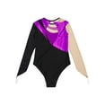 thumbnail image 6 of renvena Kids Girls Mesh Splice Long Sleeve Dance Leotards Shiny Metallic Athletic Ballet Dancewear Size 6-16 Purple 10, 6 of 7