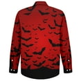 thumbnail image 6 of Domuza Button Down Shirt Men Long Sleeve Halloween Funny Horror Print Relaxed Fit T-Shirts Lightweight Casual Collared Dress Shirts for Halloween Party Wine M, 6 of 7