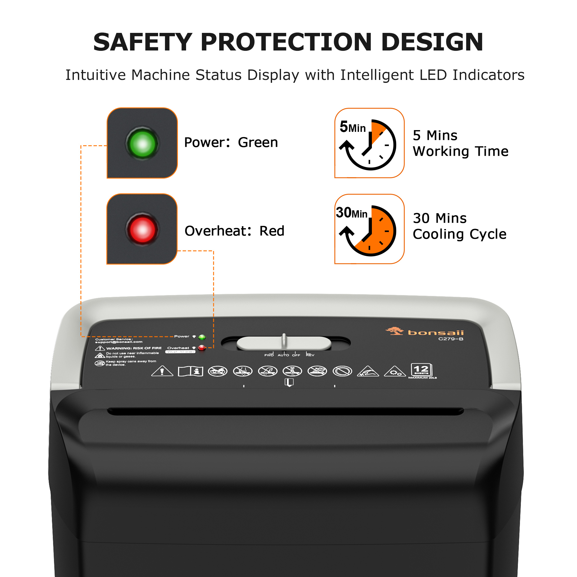 Bonsaii 12-Sheet Cross-Cut Paper Shredder with 5.4 Gallon Bin photo 5