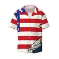 thumbnail image 2 of Lsque American Astronaut Runs Forward print Men's Cuban Collar Short Sleeve Shirt Summer Beachwear Casual Button Down Fashionable Vacation Leisure Shirt-Medium, 2 of 7