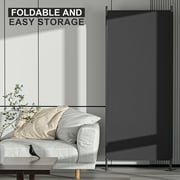 JAXPETY 6 Ft Modern Room Divider, Folding Privacy Screen with 3 Panels and Metal Standing, Portable Wall Partition for Home Office Separator, Black