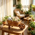 thumbnail image 5 of Hyknon Wooden Wagon Plantser Box, Garden Plants Cart with Wheels Handle, Rural Farmhouse Flower Basket, Cart Storage Basket Decor for Home Garden Outdoor Balcony Vegetables Flowers Herbs 18.5"L 7.5"H, 5 of 7
