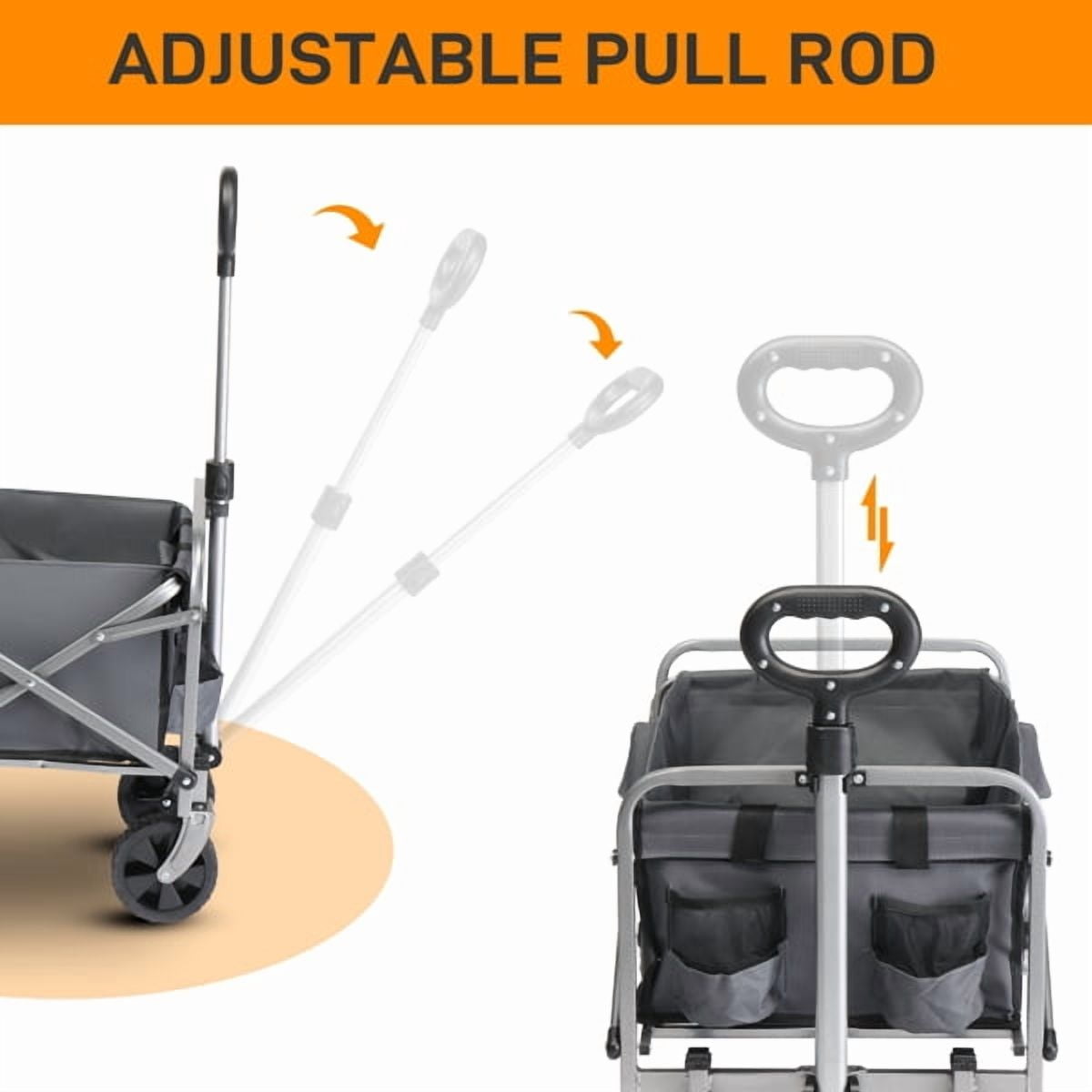 74.5x45.5x84cm 100kg 600d Oxford Cloth Steel Frame Flat Folding Style Grey Cloth Silver Frame Garden Folding Cart