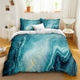 thumbnail image 2 of Move Over Marble Bedding Sets King Teal Marble Textured Duvet Cover Set Marble Pattern Microfiber No Filling, 2 of 6