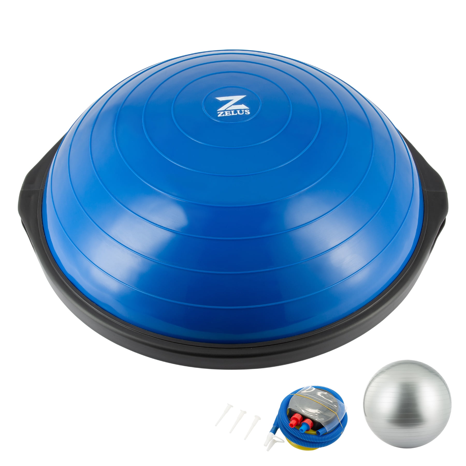 64cm Balance Ball Trainer Half Yoga Exercise Ball with Resistance Bands for Yoga Fitness Home Gym Workout Blue Walmart