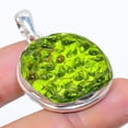 thumbnail image 2 of Natural Moldavite Quartz Gemstone 925 Sterling Silver Pendant 1.58", 2 of 2