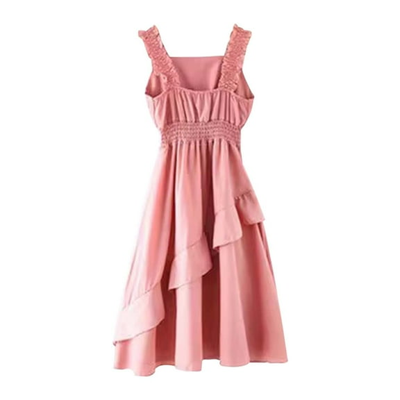 GBSYEWXS Girls Dress A-Line Sleeveless Solid Color Fashion Pink Girl Dresses Size 3-4 Years