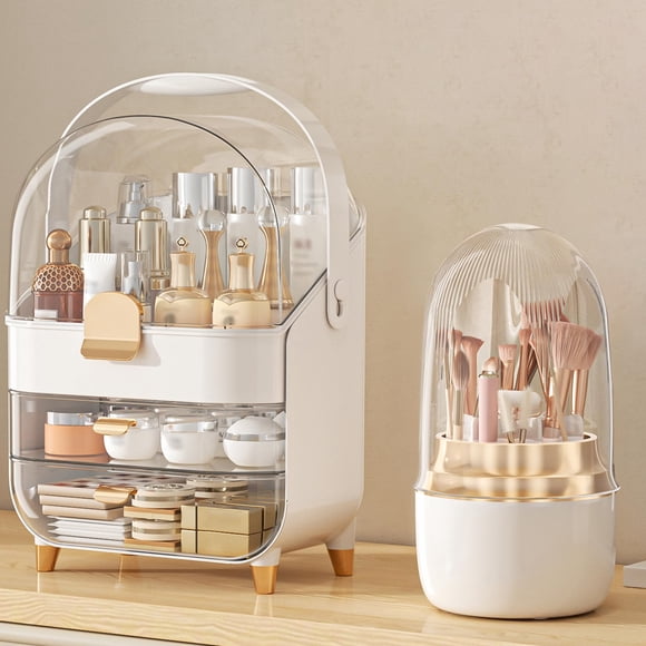 Organizador de maquillaje Anylady Skincare con 3 niveles en oro rosa